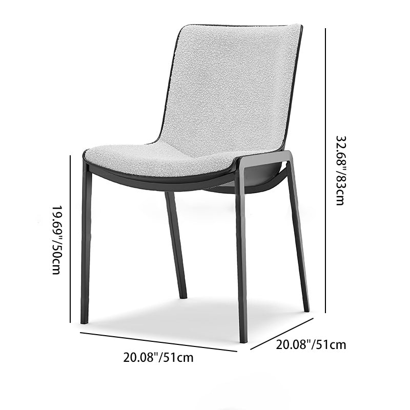 Contemporary Luxury Square Lambswool Carbon Steel Frame Dining Chair Backrest For Dining Room
