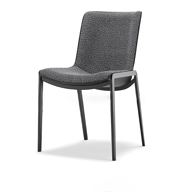 Contemporary Luxury Square Lambswool Carbon Steel Frame Dining Chair Backrest For Dining Room