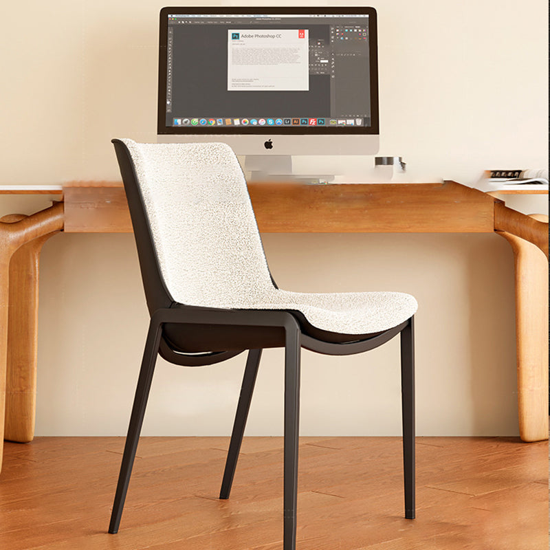 Contemporary Luxury Square Lambswool Carbon Steel Frame Dining Chair Backrest For Dining Room