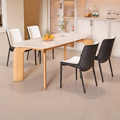 Contemporary Luxury Square Lambswool Carbon Steel Frame Dining Chair Backrest For Dining Room