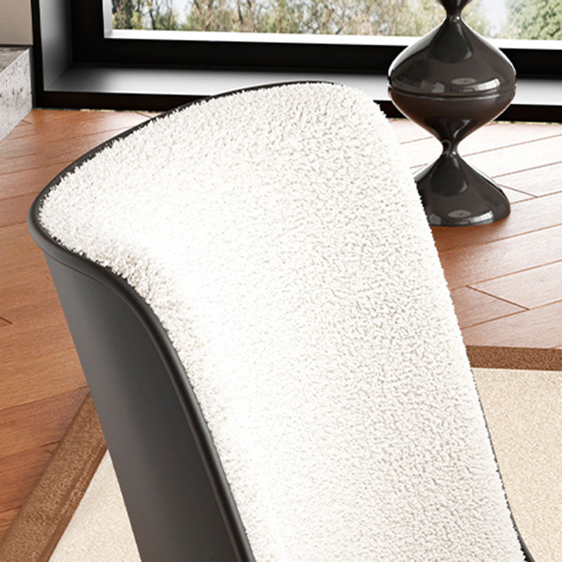 Contemporary Luxury Square Lambswool Carbon Steel Frame Dining Chair Backrest For Dining Room