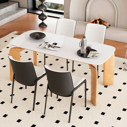 Contemporary Luxury Square Lambswool Carbon Steel Frame Dining Chair Backrest For Dining Room