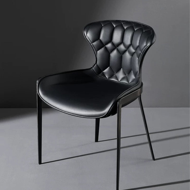 Contemporary Simplicity Curved Microfiber Leather Dining Chair Wing Back For Dining Room