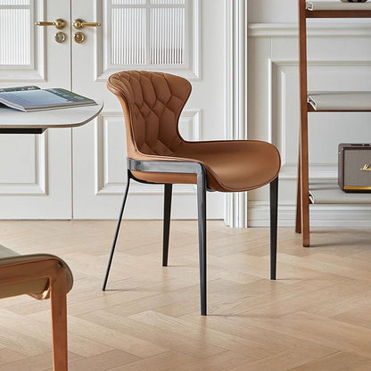 Contemporary Simplicity Curved Microfiber Leather Dining Chair Wing Back For Dining Room