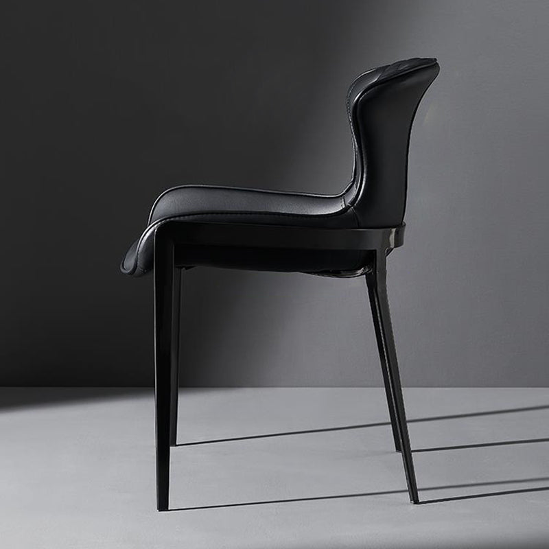 Contemporary Simplicity Curved Microfiber Leather Dining Chair Wing Back For Dining Room