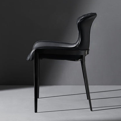 Contemporary Simplicity Curved Microfiber Leather Dining Chair Wing Back For Dining Room