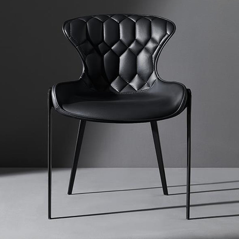 Contemporary Simplicity Curved Microfiber Leather Dining Chair Wing Back For Dining Room