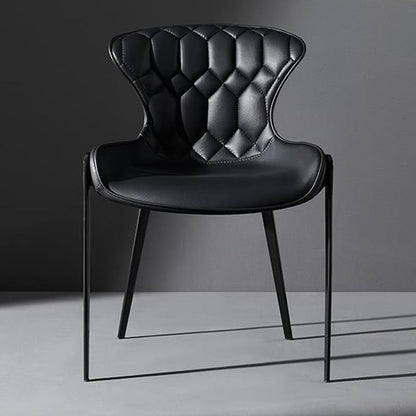 Contemporary Simplicity Curved Microfiber Leather Dining Chair Wing Back For Dining Room