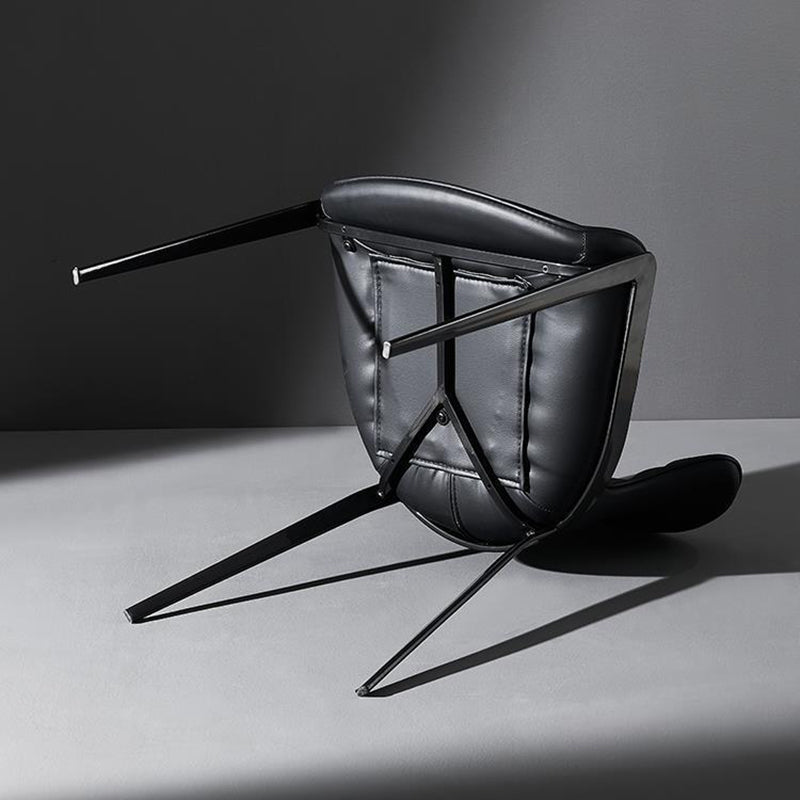 Contemporary Simplicity Curved Microfiber Leather Dining Chair Wing Back For Dining Room