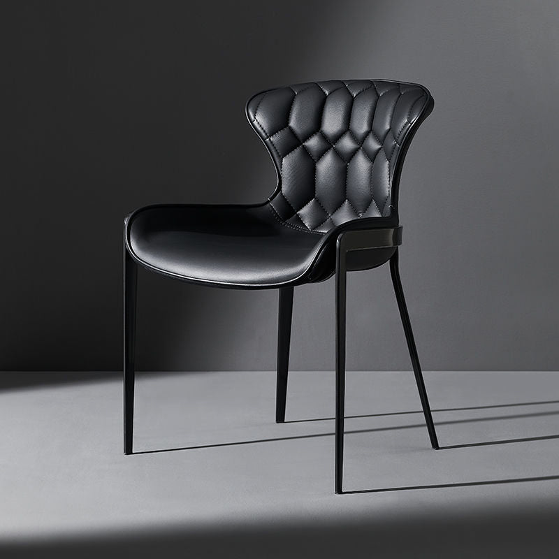 Contemporary Simplicity Curved Microfiber Leather Dining Chair Wing Back For Dining Room