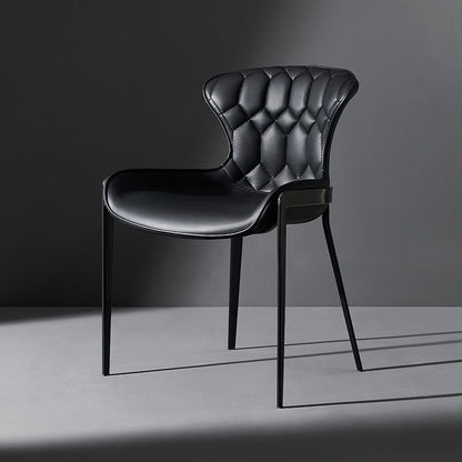 Contemporary Simplicity Curved Microfiber Leather Dining Chair Wing Back For Dining Room