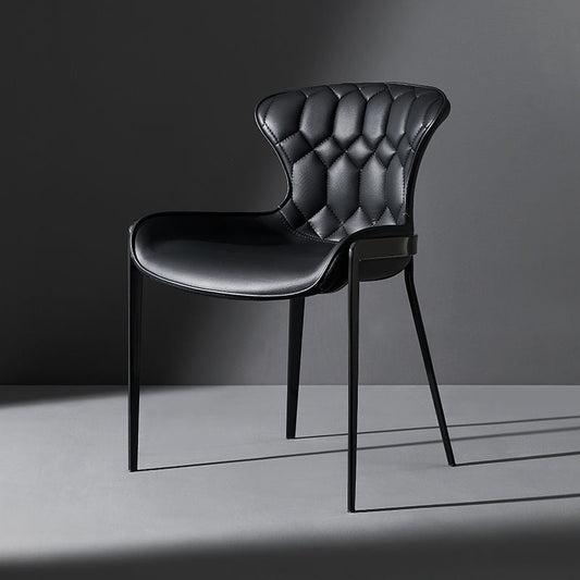 Contemporary Simplicity Curved Microfiber Leather Dining Chair Wing Back For Dining Room