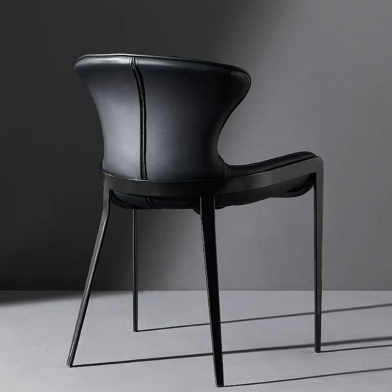 Contemporary Simplicity Curved Microfiber Leather Dining Chair Wing Back For Dining Room