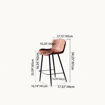 Contemporary Scandinavian Curved Faux Leather Carbon Steel High Legs Bar Stool Footrest For Dining Room