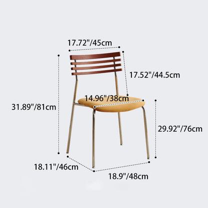 Contemporary Nordic Square Fabric Stainless Steel Legs Dining Chair Arc Solid Wood Backrest For Dining Room