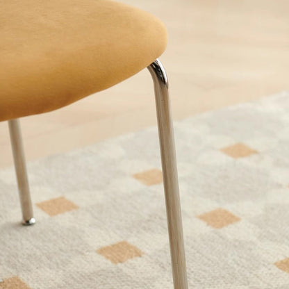 Contemporary Nordic Square Fabric Stainless Steel Legs Dining Chair Arc Solid Wood Backrest For Dining Room