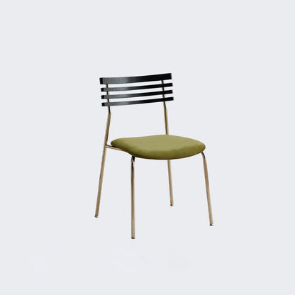 Contemporary Nordic Square Fabric Stainless Steel Legs Dining Chair Arc Solid Wood Backrest For Dining Room