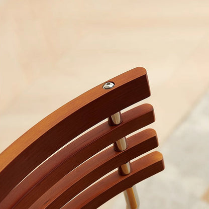 Contemporary Nordic Square Fabric Stainless Steel Legs Dining Chair Arc Solid Wood Backrest For Dining Room