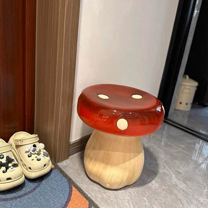 Contemporary Creative Mushroom Resin Fiberglass Low Stool For Bedroom