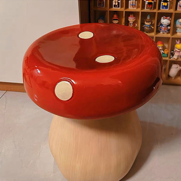 Contemporary Creative Mushroom Resin Fiberglass Low Stool For Bedroom