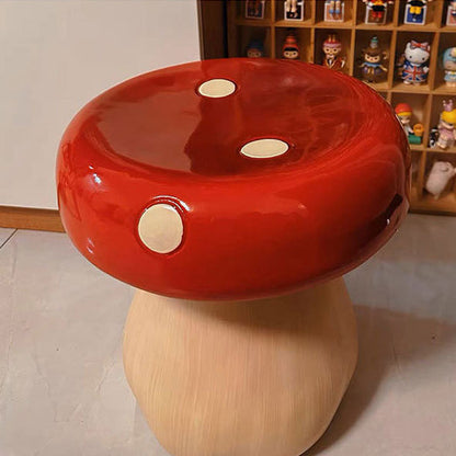 Contemporary Creative Mushroom Resin Fiberglass Low Stool For Bedroom