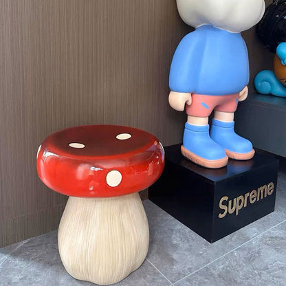 Contemporary Creative Mushroom Resin Fiberglass Low Stool For Bedroom