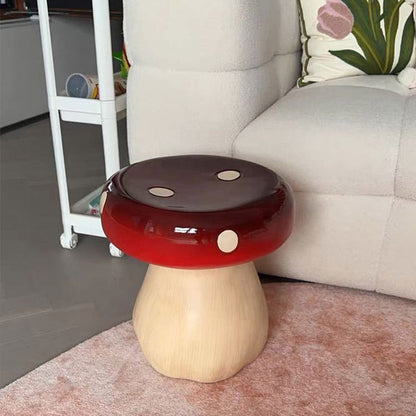 Contemporary Creative Mushroom Resin Fiberglass Low Stool For Bedroom