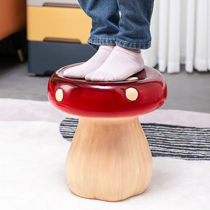 Contemporary Creative Mushroom Resin Fiberglass Low Stool For Bedroom