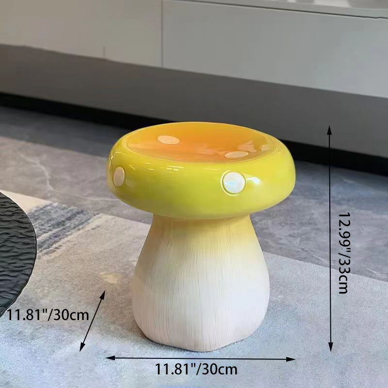 Contemporary Creative Mushroom Resin Fiberglass Low Stool For Bedroom