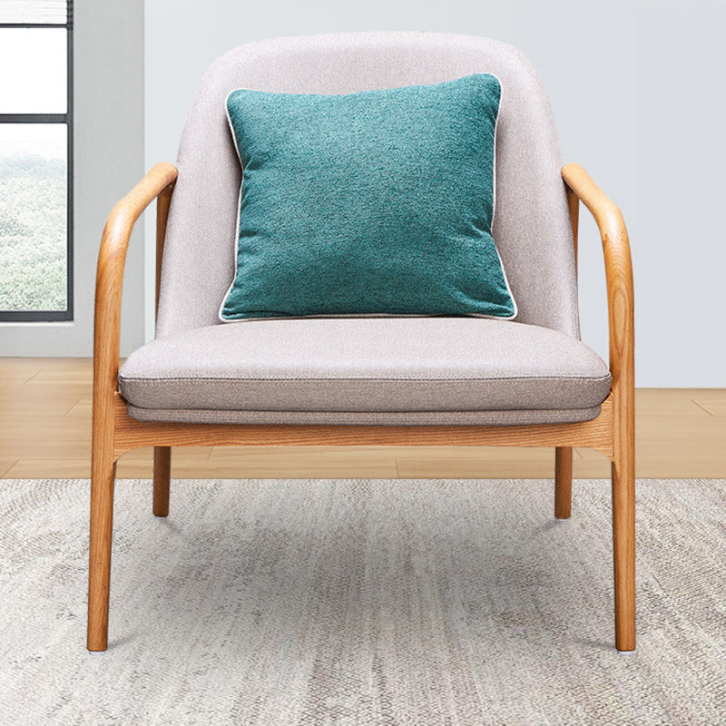 Contemporary Nordic Curved Faux Leather Solid Wood Dining Chair Backrest Armrest For Dining Room