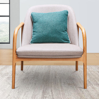 Contemporary Nordic Curved Faux Leather Solid Wood Dining Chair Backrest Armrest For Dining Room