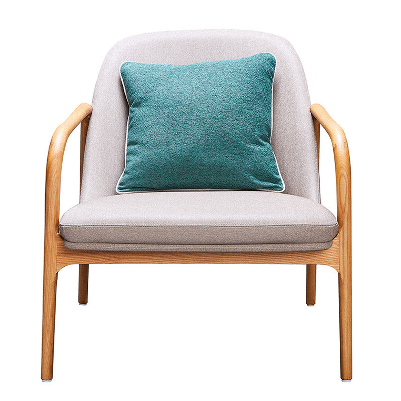 Contemporary Nordic Curved Faux Leather Solid Wood Dining Chair Backrest Armrest For Dining Room