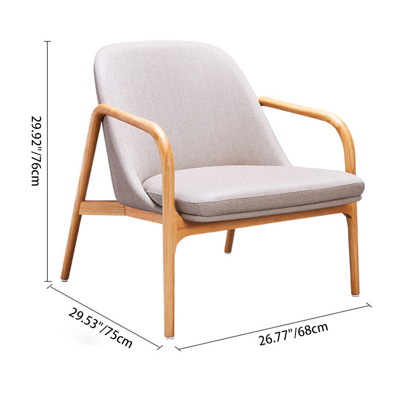 Contemporary Nordic Curved Faux Leather Solid Wood Dining Chair Backrest Armrest For Dining Room