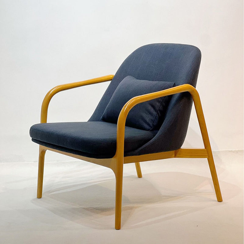 Contemporary Nordic Curved Faux Leather Solid Wood Dining Chair Backrest Armrest For Dining Room