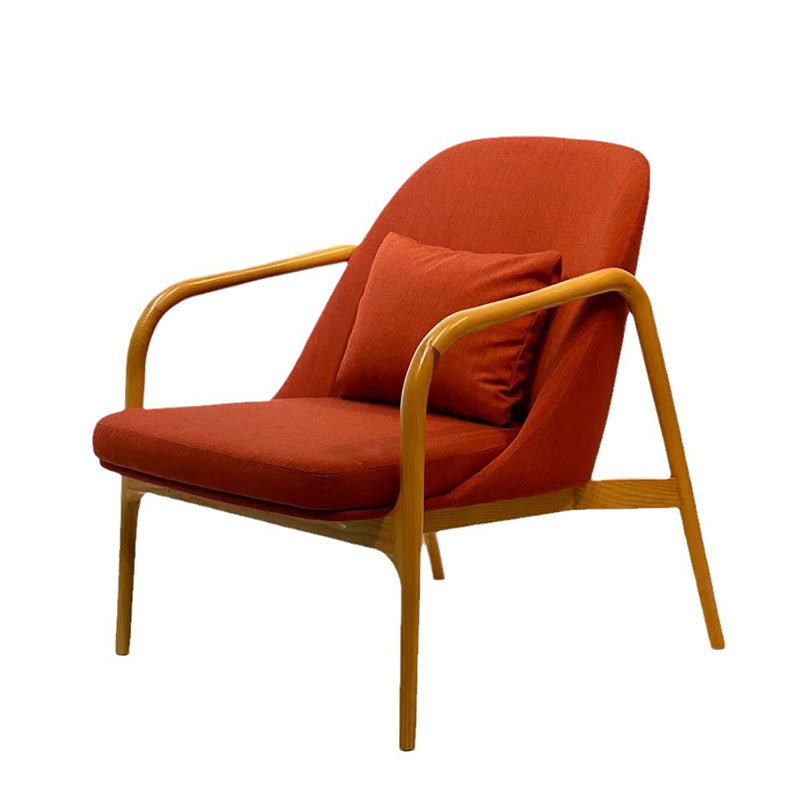 Contemporary Nordic Curved Faux Leather Solid Wood Dining Chair Backrest Armrest For Dining Room