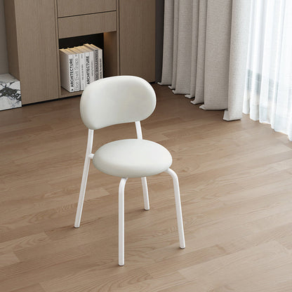Contemporary Scandinavian Round PU Leather Metal Legs Dining Chair Armrest For Dining Room