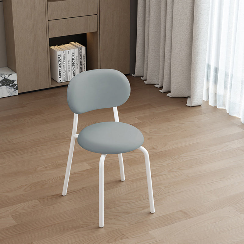 Contemporary Scandinavian Round PU Leather Metal Legs Dining Chair Armrest For Dining Room