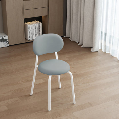 Contemporary Scandinavian Round PU Leather Metal Legs Dining Chair Armrest For Dining Room