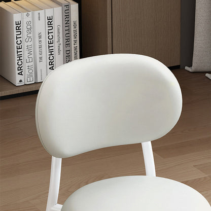 Contemporary Scandinavian Round PU Leather Metal Legs Dining Chair Armrest For Dining Room