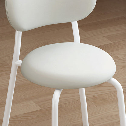 Contemporary Scandinavian Round PU Leather Metal Legs Dining Chair Armrest For Dining Room