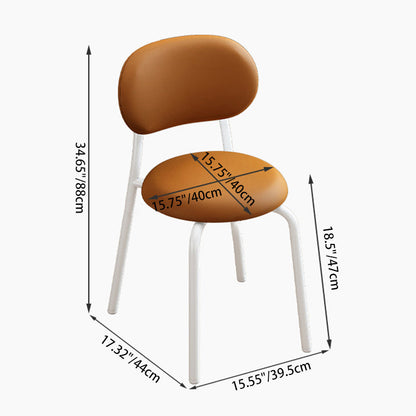 Contemporary Scandinavian Round PU Leather Metal Legs Dining Chair Armrest For Dining Room