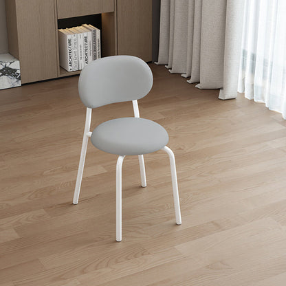 Contemporary Scandinavian Round PU Leather Metal Legs Dining Chair Armrest For Dining Room
