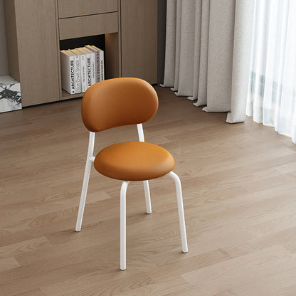 Contemporary Scandinavian Round PU Leather Metal Legs Dining Chair Armrest For Dining Room