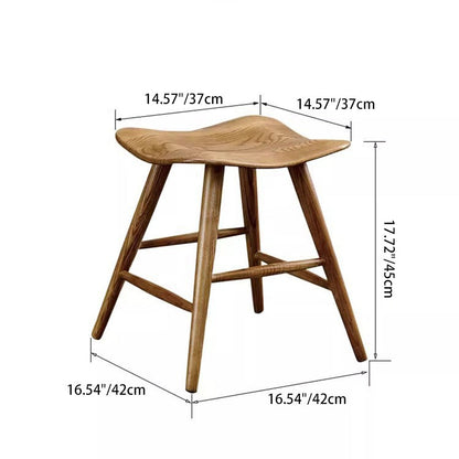 Traditional Japanese Corrugated Solid Wood Bar Stool Footrest For Dining Room