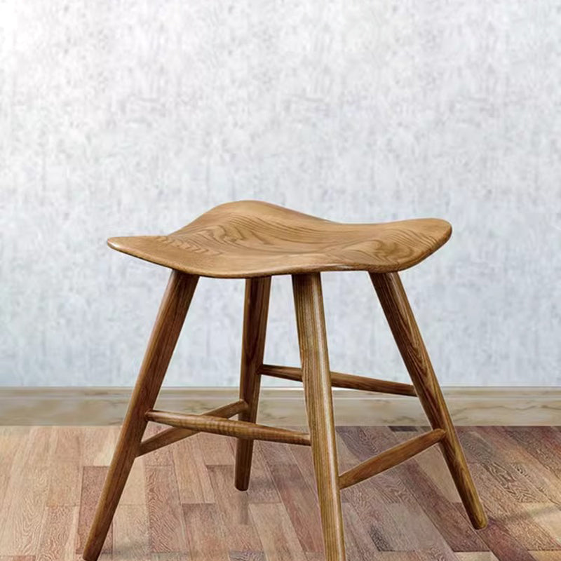 Traditional Japanese Corrugated Solid Wood Bar Stool Footrest For Dining Room