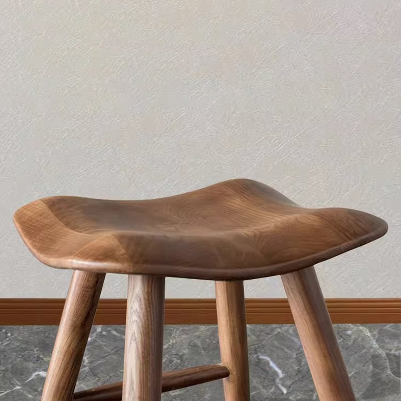 Traditional Japanese Corrugated Solid Wood Bar Stool Footrest For Dining Room