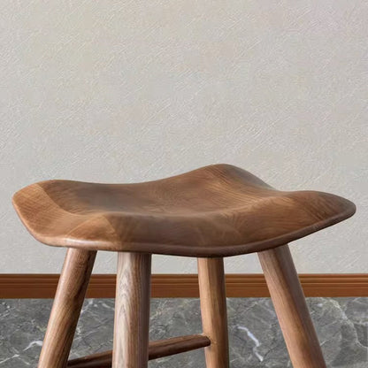 Traditional Japanese Corrugated Solid Wood Bar Stool Footrest For Dining Room