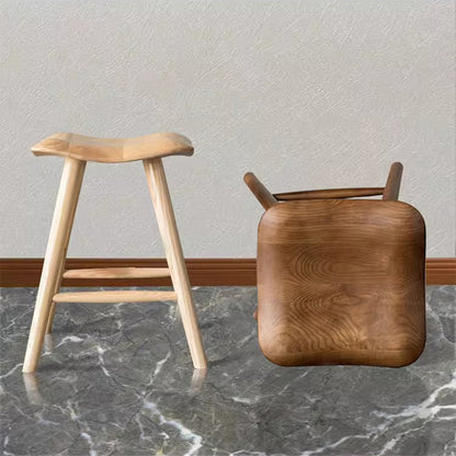 Traditional Japanese Corrugated Solid Wood Bar Stool Footrest For Dining Room
