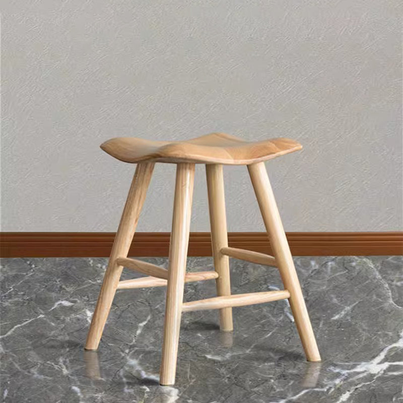 Traditional Japanese Corrugated Solid Wood Bar Stool Footrest For Dining Room