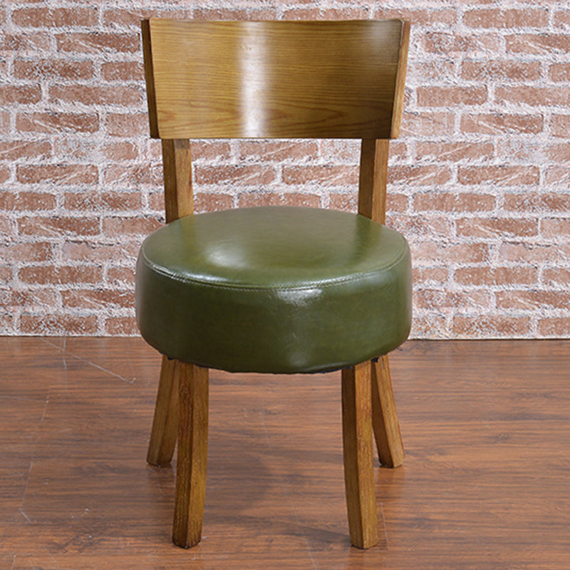 Contemporary Scandinavian Round Faux Leather Solid Wood Frame Dining Chair Backrest For Dining Room
